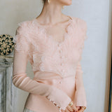 Feather Lace Detail Knit Top