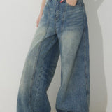 High Waist Loose Wide Leg Sickle Jeans