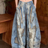 Punk Streetwear Wide Leg Denim Jeans
