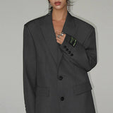 Wide Shoulder Office Blazer