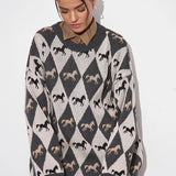 Casual Horse Graphic Pullover Sweater