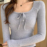 Bow Tie Ribbed Knit Sweater
