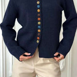 Color Button Knit Cardigan Sweater