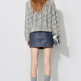 Vintage Cable Knit Off-Shoulder Sweater