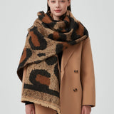 Thick Loop Knit Leopard Pattern Scarf