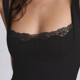 Lace Trim Strapless Bodycon Maxi Dress