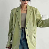 PU Leather Oversized Casual Blazer