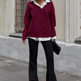 Solid Color Buttoned Sweater