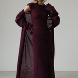 Knit Cardigan Sleeveless Dress Two Piece Set