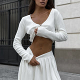 Sexy Knit Crop Top Two Piece Skirt Set