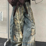 Retro Denim Wide Leg Mop Pants