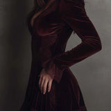 Velvet Lace Trim Mini Dress