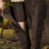 Crochet Lace Trim Cable Knit Boot Cuffs