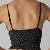Lace Trim Floral V Neck Sexy Cami Top