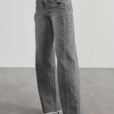 Solid Minimalist Washed Wide Leg Jeans