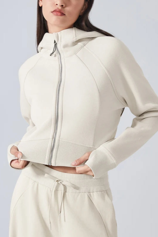 Cropped Fleece Workout Jacket