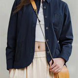 Navy Long Sleeve Casual Jacket