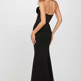 3D Floral Strapless High Slit Elegant Party Dress