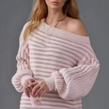 Textured One Shoulder Knit Sweater