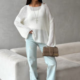 Casual Hollow Knit Pullover Sweater
