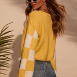 Colorblock Print Knit Sweater