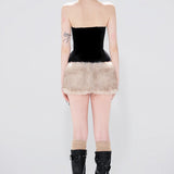 Solid Color Backless Tube Fleece Two Piece Set