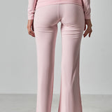 Solid Fitted Foldover Soft Pants