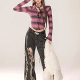 High Waist Ripped Wide Leg Jeans