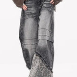 Patchwork Leopard Wide Leg Jeans