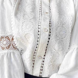 Lace Paneled Lantern Sleeve Blouse