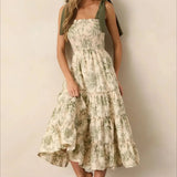 Sleeveless Halter Empire Waist Floral Dress