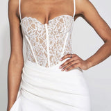 Lace Ruffle Hem Bodycon Cocktail Dress