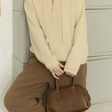 Drawstring Hooded Knit Sweater