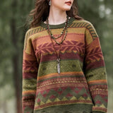 Distressed Geometric Knit Sweater
