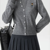 Wool Blend College Style Cardigan