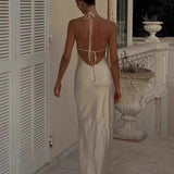 Acetate Halter Slip Maxi Dress