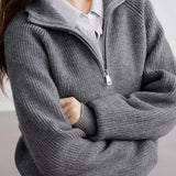 Half Zip Textured Knit Sweater