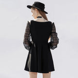 Women's Gothic V-neck  Long Sleeve Off-the-shoulder Dress