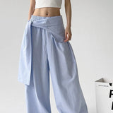 Striped Casual Tie Waist Wide Leg Pants