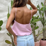 Solid Casual Cropped Triangle Cutout Trendy Cami Top