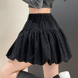 Polka Dot Black Belted Tulle Mini Skirt