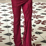 Sexy Lace Ribbon Slim Flare Pants
