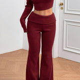 Sexy Off-Shoulder Fitted Crop Top Pants Two Piece Set