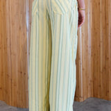 Striped Halter Cami Wide Leg Pants Two Piece Set