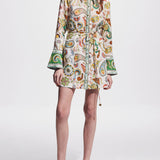 Exquisite And Fashionable Printed Trumpet Sleeve Mini Dress