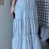 Kawaii Retro Polka Dot Ruffle Trim Mini Skirt