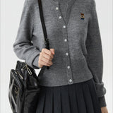 Wool Blend College Style Cardigan