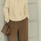 Drawstring Hooded Knit Sweater