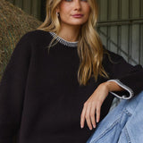 Colorblock Crew Neck Knit Sweater