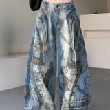 Punk Streetwear Wide Leg Denim Jeans